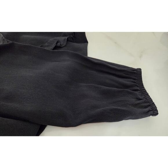 J.Jill Black Ruffled Top 100% Silk Size Small‎ - Picture 3 of 7